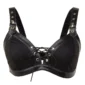 Soutien-Gorge Noir Laçage Avant en Similicuir & Coton 70-90B.
