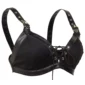 Soutien-Gorge à Laçage Avant en Similicuir Noir & Coton 70-90B.