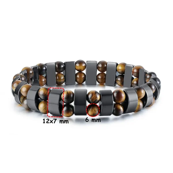 Bracelet Élastique Double Fil à Perles 6 mm Œil de Tigre & Segments Hématite Bracelet Élastique Double Fil à Perles 6 mm Œil de Tigre & Segments Hématite.