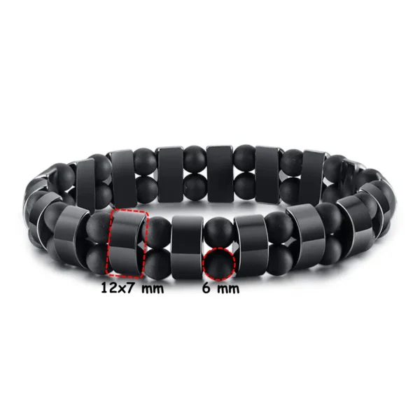 Bracelet Élastique Double Fil à Perles 6 mm Onyx Mat & Segments Hématite Bracelet Élastique Double Fil à Perles 6 mm Onyx Mat & Segments Hématite.