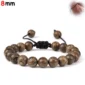 Bracelet Perles Bois Naturel 8 mm - Cordon Coulissant Ajustable.