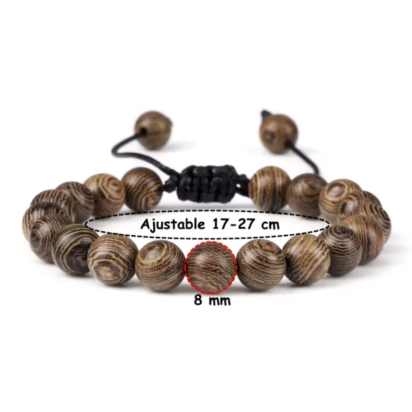 Bracelet Perles Bois Naturel avec Cordon Coulissant Ajustable (dimensions) Bracelet Perles Bois Naturel avec Cordon Coulissant Ajustable (dimensions).