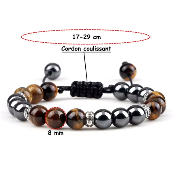 Bracelet Perles Hématite & Œil de Tigre 8 mm Bracelet Perles Hématite & Œil de Tigre 8 mm.