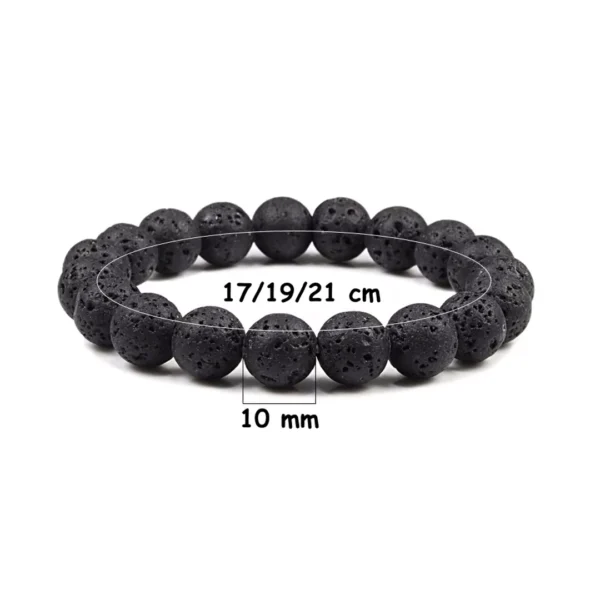 Bracelet de Perles 10 mm en Pierre de Lave Noir Bracelet de Perles 10 mm en Pierre de Lave Noir.