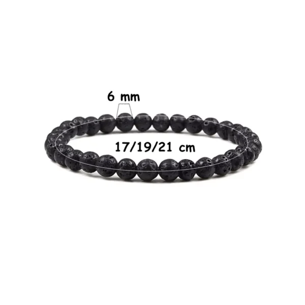 Bracelet de Perles 6 mm en Pierre de Lave Noir Mat Bracelet de Perles 6 mm en Pierre de Lave Noir Mat.