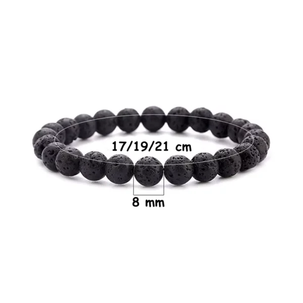 Bracelet de Perles 8 mm en Pierres de Lave Noires Bracelet de Perles 8 mm en Pierres de Lave Noires.