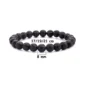 Bracelet de Perles 8 mm en Pierres de Lave Noires.