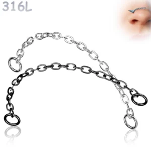 Chaîne de Nez Double Piercing Nostril Acier 316L 14-47 mm.