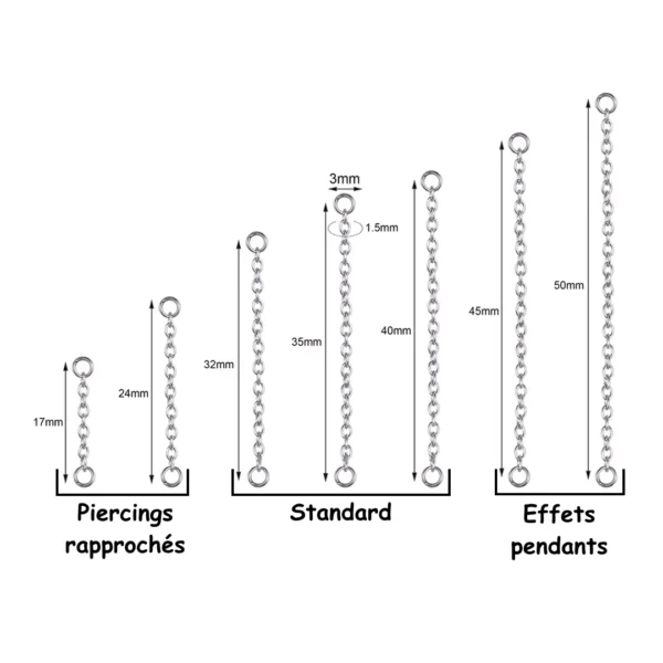 Chaîne de Nez Double Piercing Nostril Acier 316L Poli 17-50 mm Chaîne de Nez Double Piercing Nostril Acier 316L Poli 17-50 mm.
