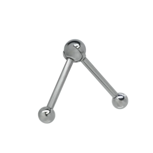 Connecteur Articulé à Bille Mobile reliant deux Tiges de Piercing pour créer un Angle Connecteur Articulé à Bille Mobile reliant deux Tiges de Piercing pour créer un Angle.