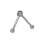 Connecteur Articulé à Bille Mobile reliant deux Tiges de Piercing pour créer un Angle.