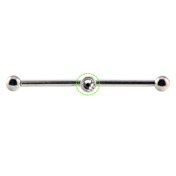 Connecteur à Triple Filetage pour Piercing Industriel - Double Barbell & Embout Décoratif Serti à Pas de Vis 1,2 mm Connecteur à Triple Filetage pour Piercing Industriel - Double Barbell & Embout Décoratif Serti à Pas de Vis 1,2 mm.