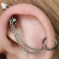 Double Chaîne Connecteur de Piercing au Cartilage (type industriel) Acier 316L 45 mm.
