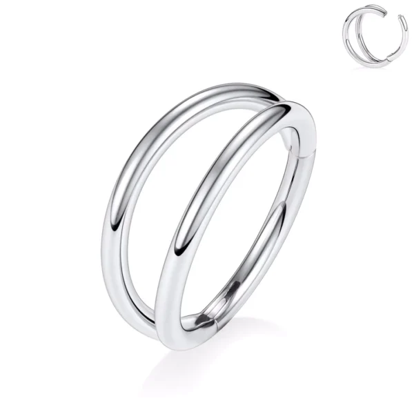 Piercing Double Anneau Clicker - Ø 8 mm (variante titane poli) Piercing Double Anneau Clicker - Ø 8 mm (variante titane poli).