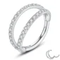 Piercing Double Anneau Clicker Pavé de Zirconiums (variante titane poli Ø 8 mm).