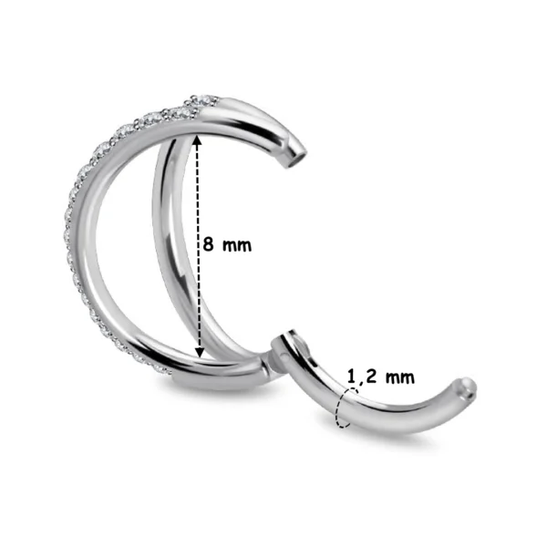 Piercing Double Anneau Zirconiums Titane ASTM-F136 Clicker (dimensions) Piercing Double Anneau Zirconiums Titane ASTM-F136 Clicker (dimensions).