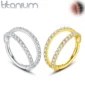 Piercing Double Anneau Zirconiums Titane Clicker Ø 8 mm.