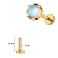 Piercing Labret Titane à Pierre Opalite Sertie d'une Couronne (variante anodisé doré 6 mm).