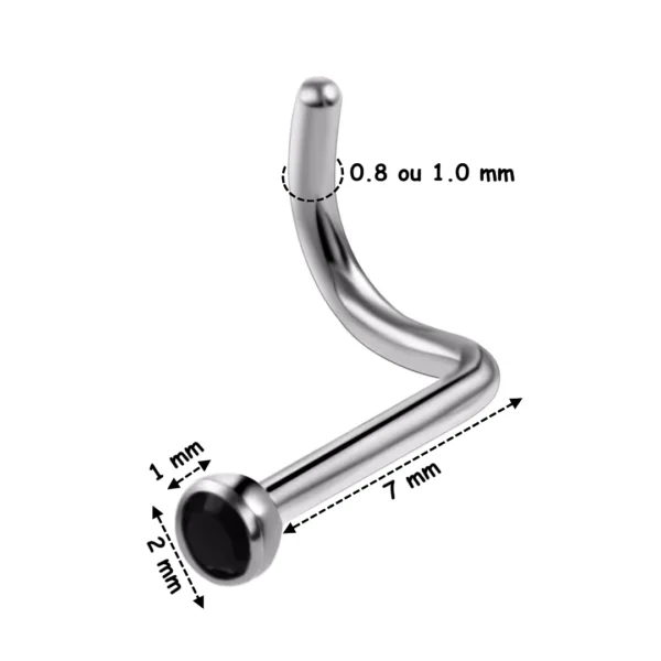 Piercing Narine Stud Courbé Titane à Demi-Sphère Sertie d'un Zircon Noir Piercing Narine Stud Courbé Titane à Demi-Sphère Sertie d'un Zircon Noir.