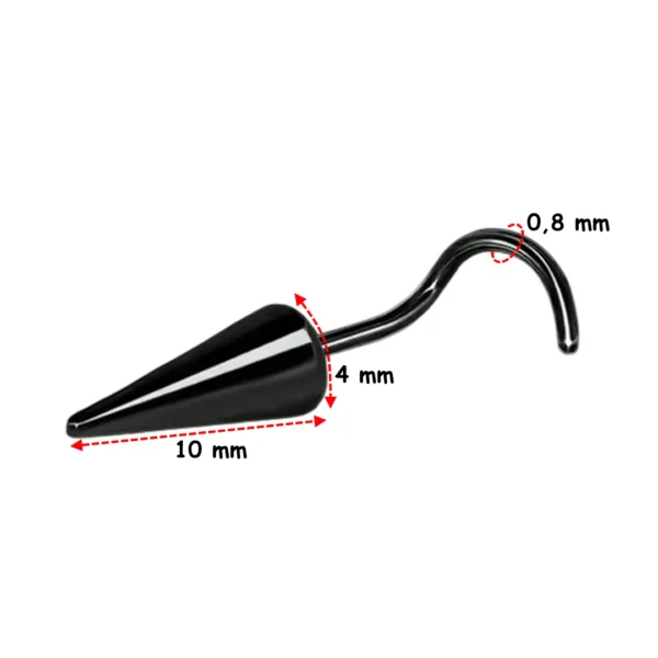 Piercing Narine Tige Courbée en U à Pointe Conique (variante 4x10 mm en acier 316L noir PVD) Piercing Narine Tige Courbée en U à Pointe Conique (variante 4x10 mm en acier 316L noir PVD).