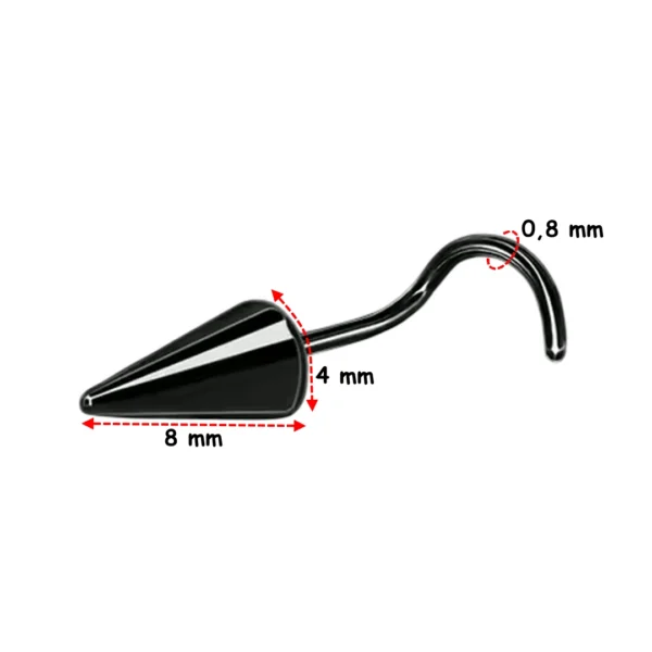 Piercing Narine Tige Courbée en U à Pointe Conique (variante 4x8 mm en acier 316L noir PVD) Piercing Narine Tige Courbée en U à Pointe Conique (variante 4x8 mm en acier 316L noir PVD).