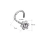 Piercing Nez Stud Courbé à Fleur 6 Pétales Sertie Zircon - Acier 316L Poli.