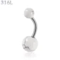 Piercing Nombril à Perles d'Howlite Blanche.