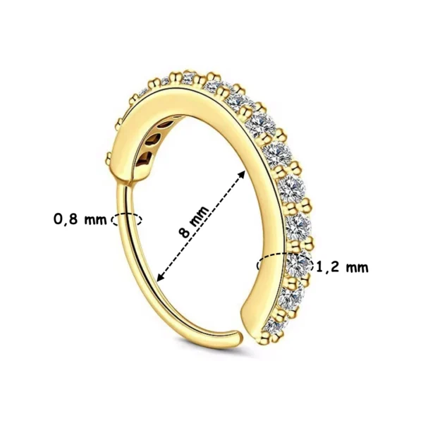 Piercing Nostril Anneau Clicker Acier 316L à Barrette Sertie (variante doré PVD) Piercing Nostril Anneau Clicker Acier 316L à Barrette Sertie (variante doré PVD)