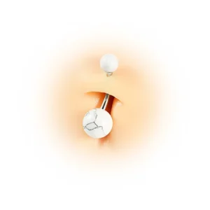 Piercing à Perles d'Howlite Blanche sur Nombril.