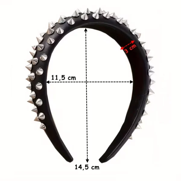 Serre-Tête en Cuir Clouté (dimensions) pour Femmes & Adolescentes Serre-Tête en Cuir Clouté (dimensions) pour Femmes & Adolescentes.