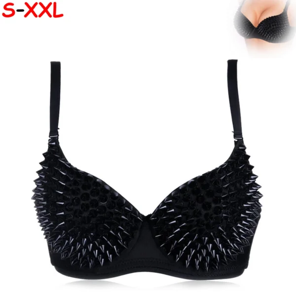 Soutien-Gorge Push-Up à Spikes Noirs.