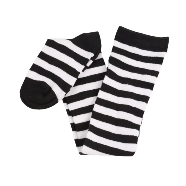 Bas à rayures noires et blanches - 65 cm, hauteur cuisse Bas à rayures noires et blanches - 65 cm, hauteur cuisse.