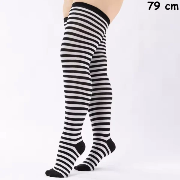 Bas rayés noir & blanc - 79 cm, extra-longs.