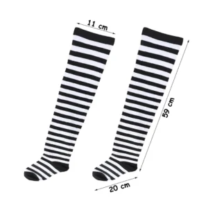 Bas rayés noir & blanc - 79 cm, extra-longs (dimensions).