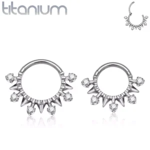 Clicker Titane Arc de Pointes Métalliques Ponctué de Zircons.