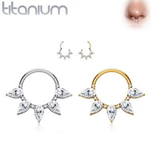 Clicker Titane à 5 Marquises de Zirconiums Étincelants.