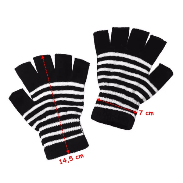 Mitaines à Rayures Noires & Blanches 14,5 cm x 7 cm Mitaines à Rayures Noires & Blanches 14,5 cm x 7 cm.