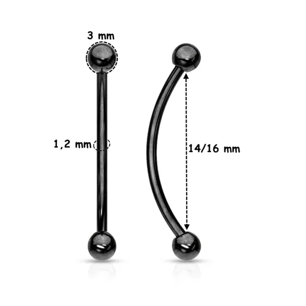 Piercing Snake Eyes Barbell Courbé en Titane Anodisé Noir 14-16 mm Piercing Snake Eyes Barbell Courbé en Titane Anodisé Noir 14-16 mm.