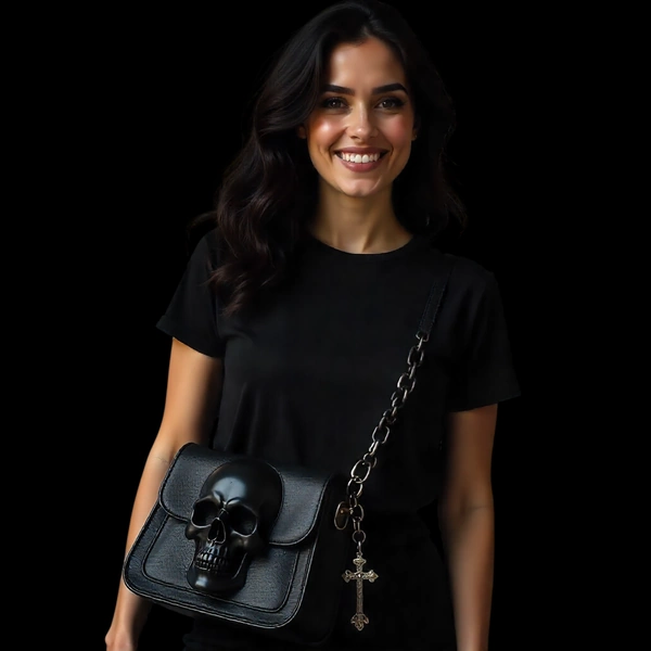 Sacs Bandoulière Gothiques - Cuir Noir & Symboles.
