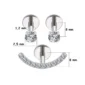 Trio Smiley Piercing Oreille en Titane ASTM-F136 & Zircons (variante polie avec dimensions).