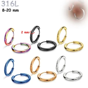 Boucles d'Oreilles Créoles en Acier 316L 8-20 mm.