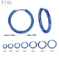Boucles d'Oreilles Créoles en Acier 316L Bleu PVD 8-20 mm.