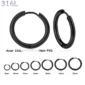 Boucles d'Oreilles Créoles en Acier 316L Noir PVD 8-20 mm.