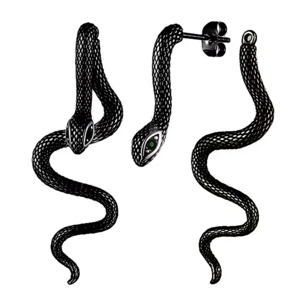 Boucles d’Oreilles Serpent Traversant - Variante Acier 316L Noir PVD Boucles d’Oreilles Serpent Traversant - Variante Acier 316L Noir PVD.