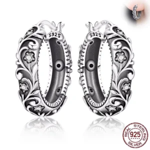 Créoles Florales Gothiques Argent 925 & Zircons.