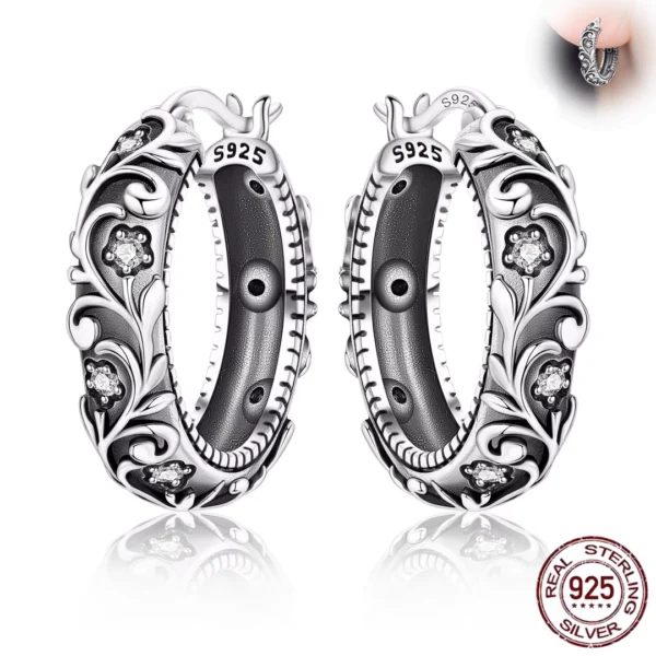 Créoles Florales Gothiques Argent 925 & Zircons.