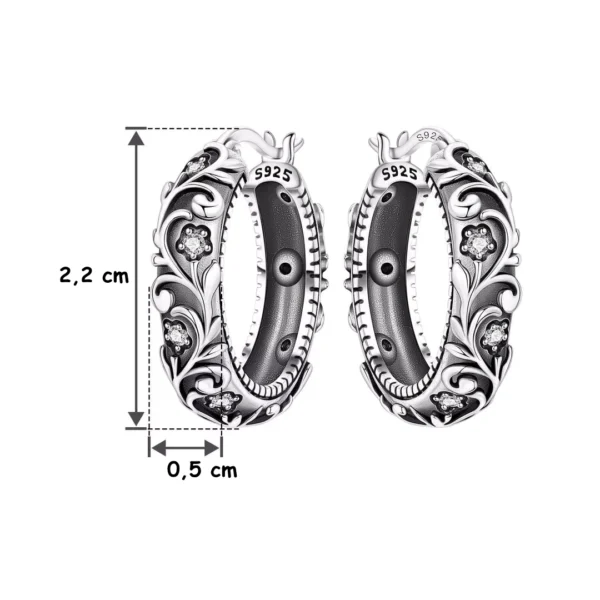 Créoles Florales Gothiques Argent 925 & Zircons (dimensions 2,2 x 0,5 cm) Créoles Florales Gothiques Argent 925 & Zircons (dimensions 2,2 x 0,5 cm).