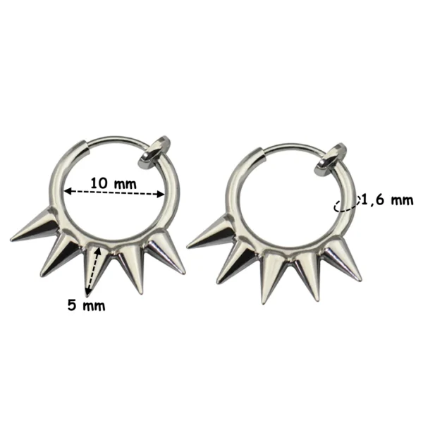 Faux piercing anneau à pointes acier 316L - 10 mm (dimensions) Faux piercing anneau à pointes acier 316L - 10 mm (dimensions).