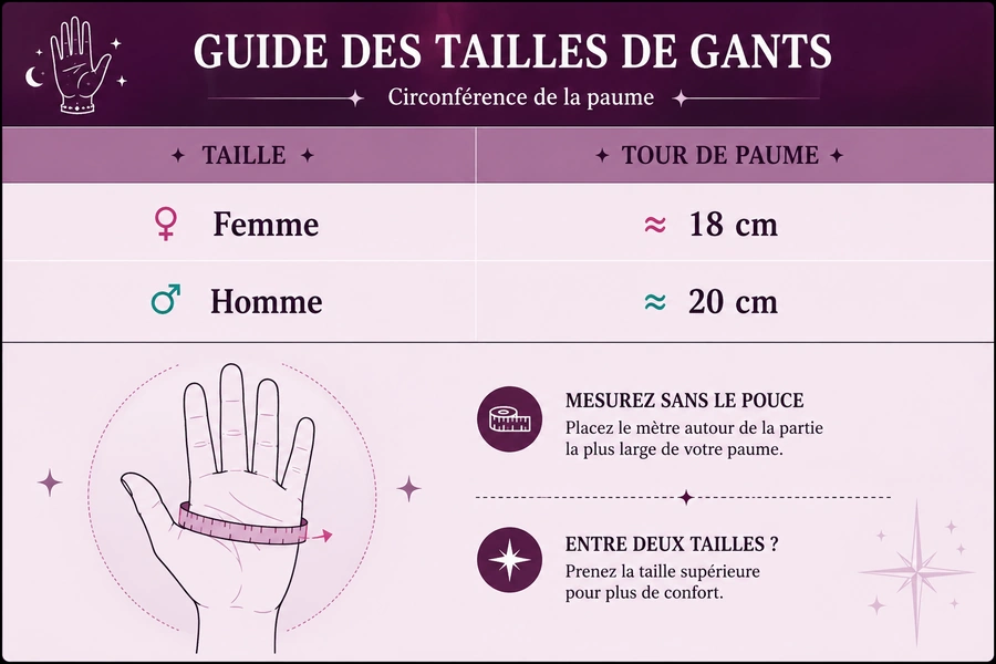 Guide des tailles de gants.