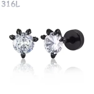 Boucles d'Oreilles à Zircon Serti par 5 Griffes Démoniaques.